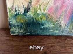 Tableau Ancien huile sur toile DEPRE (début XXe-s) femme au parasol 1971