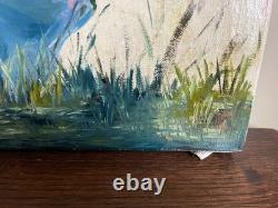 Tableau Ancien huile sur toile DEPRE (début XXe-s) femme au parasol 1971