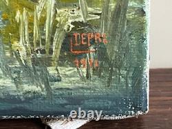 Tableau Ancien huile sur toile DEPRE (début XXe-s) femme au parasol 1971