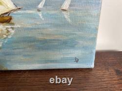 Tableau Ancien huile sur toile D P (début XXe-s) marine