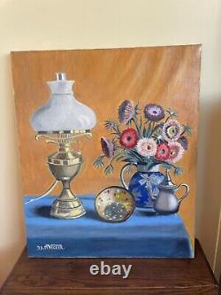 Tableau Ancien huile sur toile J. B Maurice VECKER 1896-1998 reines marguerite 84