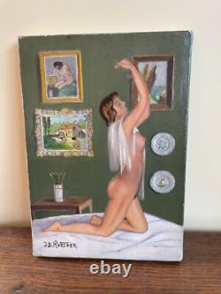 Tableau Ancien huile sur toile J. B Maurice VECKER (1899-1988) nue