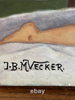 Tableau Ancien huile sur toile J. B Maurice VECKER (1899-1988) nue