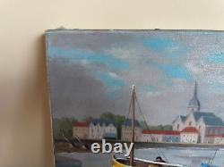 Tableau Ancien huile sur toile J. B Maurice VECKER 1899-1988 petit port de pêche