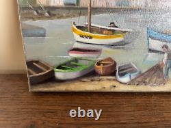Tableau Ancien huile sur toile J. B Maurice VECKER 1899-1988 petit port de pêche