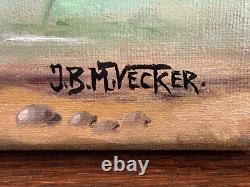 Tableau Ancien huile sur toile J. B Maurice VECKER 1899-1988 petit port de pêche