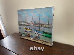 Tableau Ancien huile sur toile J. B Maurice VECKER 1899-1988 petit port de pêche