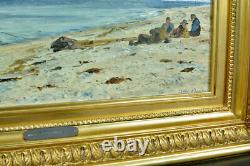 Tableau Ancien marine Danemark Ciel Paysage Animé retour de pêche OTTO BACHE 19e