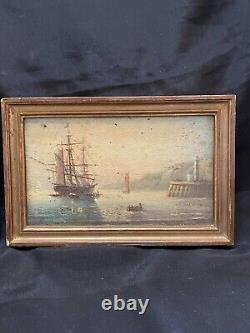 Tableau Ancien marine Huile sur bois