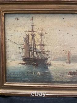 Tableau Ancien marine Huile sur bois
