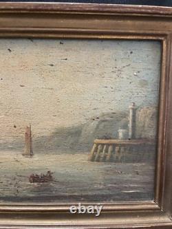 Tableau Ancien marine Huile sur bois