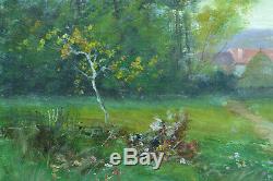 Tableau Ancien paysage Normandie Impressionniste Signé Morisot Edma Berthe Corot
