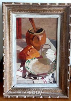 Tableau Ancien peinture à l'huile Art Deco Nature Morte Signé S. Fayet 1925