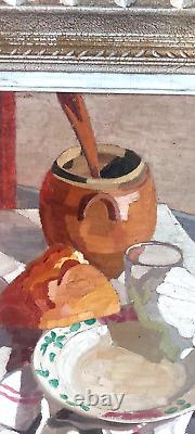Tableau Ancien peinture à l'huile Art Deco Nature Morte Signé S. Fayet 1925