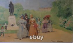 Tableau Ancien square du temple Paris 3ème marais Elégantes 94 x 230 Dennery