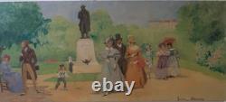 Tableau Ancien square du temple Paris 3ème marais Elégantes 94 x 230 Dennery