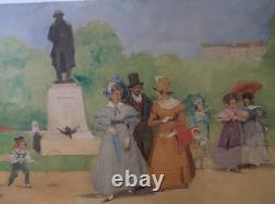 Tableau Ancien square du temple Paris 3ème marais Elégantes 94 x 230 Dennery