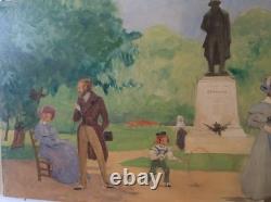 Tableau Ancien square du temple Paris 3ème marais Elégantes 94 x 230 Dennery