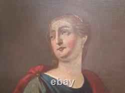 Tableau Ancienne Santa Lucia Portrait Peinture à Huile Sur Tela École Lombarda
