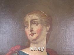 Tableau Ancienne Santa Lucia Portrait Peinture à Huile Sur Tela École Lombarda