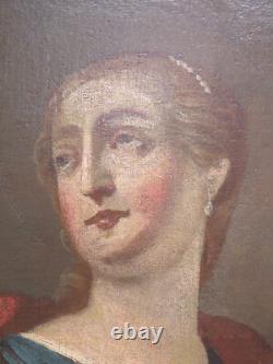 Tableau Ancienne Santa Lucia Portrait Peinture à Huile Sur Tela École Lombarda