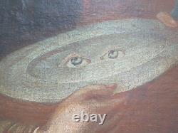Tableau Ancienne Santa Lucia Portrait Peinture à Huile Sur Tela École Lombarda