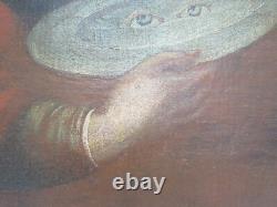 Tableau Ancienne Santa Lucia Portrait Peinture à Huile Sur Tela École Lombarda