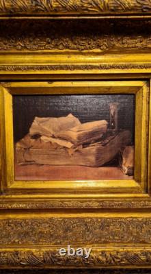 Tableau, Cadre doré ancien bois/plâtre +Peinture vintage à l'huile sur toile/FR Tableau, Cadre doré ancien bois/plâtre +Peinture vintage à l'huile sur toile/FR