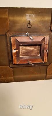 Tableau, Cadre doré ancien bois/plâtre +Peinture vintage à l'huile sur toile/FR