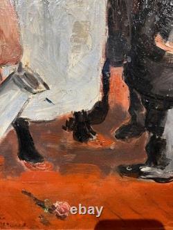 Tableau Fauve ancien caricature haut de forme Scène De Maison Close, Circa 1910