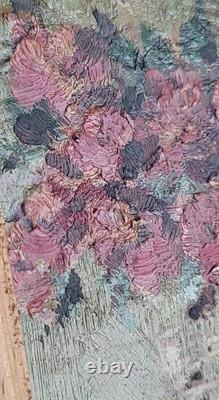 Tableau Floral Peinture Huile Sur Bois Miniature Ancien JAMAR signé A Identifier