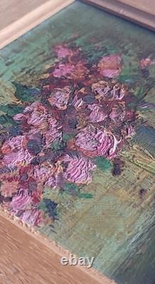 Tableau Floral Peinture Huile Sur Bois Miniature Ancien JAMAR signé A Identifier