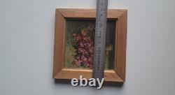 Tableau Floral Peinture Huile Sur Bois Miniature Ancien JAMAR signé A Identifier