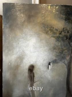 Tableau Grand Huile Sur Toile Signée Ancienne, scène contemporaine décoration
