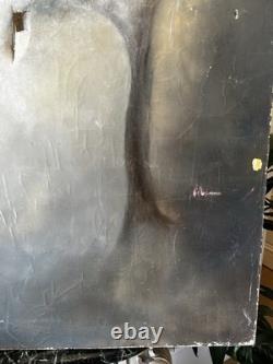 Tableau Grand Huile Sur Toile Signée Ancienne, scène contemporaine décoration