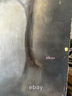 Tableau Grand Huile Sur Toile Signée Ancienne, scène contemporaine décoration