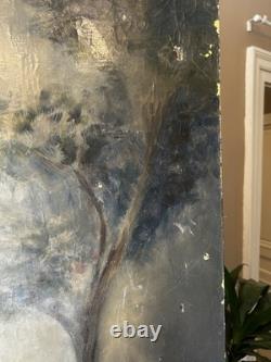 Tableau Grand Huile Sur Toile Signée Ancienne, scène contemporaine décoration