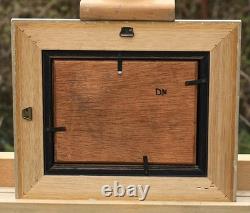 Tableau Hiver Paysage Fig. Neige Huile sur Bois Signé Cadre Ancien, Original