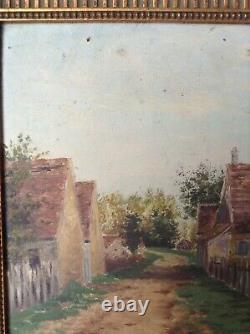Tableau Impressionnisme Ancien Paysage Chemin de Village Huile Gout PISSARRO