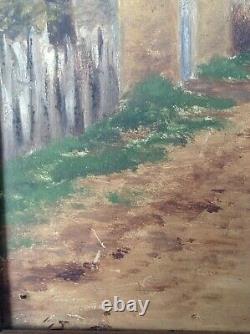Tableau Impressionnisme Ancien Paysage Chemin de Village Huile Gout PISSARRO