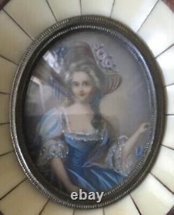 Tableau Miniature Ancien Portrait Marie Antoinette Miniature. Cadre / peinture