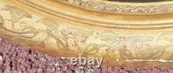 Tableau Ovale ancien Portrait D'une Femme. Peinture huile sur toile Reentoilé