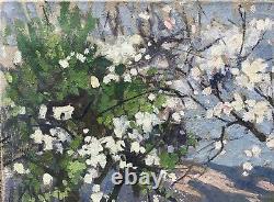 Tableau Peinture 20èm XXèm Maurice Martin Paysage Pommiers en fleurs rare ancien