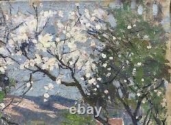 Tableau Peinture 20èm XXèm Maurice Martin Paysage Pommiers en fleurs rare ancien