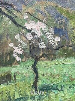 Tableau Peinture 20èm XXèm Maurice Martin Paysage Pommiers en fleurs rare ancien