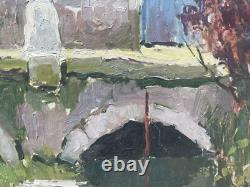 Tableau Peinture 20èm XXèm Maurice Martin Paysage au lavoir Nemours Rare Ancien