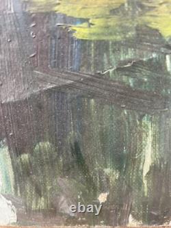 Tableau Peinture 20èm XXèm Maurice Martin Paysage au lavoir Nemours Rare Ancien