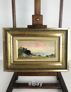 Tableau / Peinture Ancienne Sur Panneau Encadrée (bord De Mer) 32 CM X 21