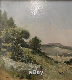 Tableau Peinture Cadre ancien 19èm XIXèm 20èm XXèm Carvin Paysage provençal Rare