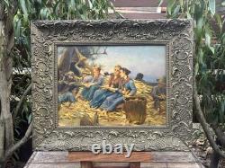 Tableau Peinture ancien Huile Signé Encadré/Luigi SCAFFAI(1837-1899)/Painting
